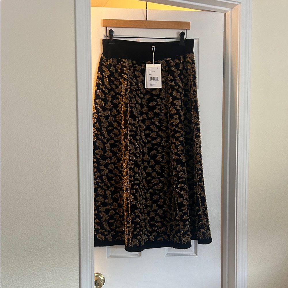 Lafayette 148 New York Black and Gold A-Line Skirt